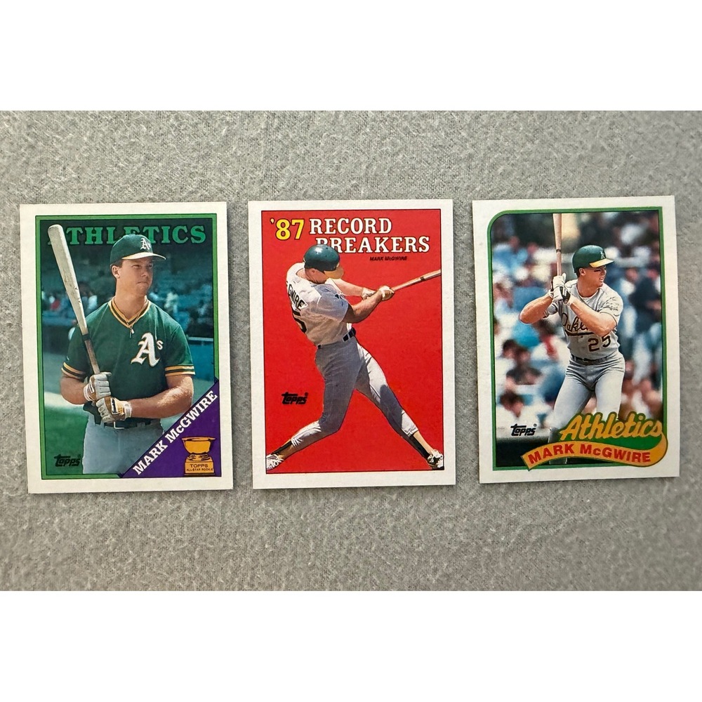 Mark McGwire 1988 Topps 580 Record Breaker 3 1990 topps 70 Lot of 3